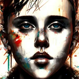 Danish singer MØ face,Abstract Yoji Shinkawa,cyberpunk,