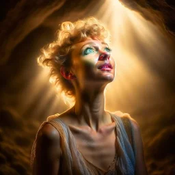 portrait of pixie howering in the underground grove sparkling light dust, in the style of dali, 8k, down-light, soft light, depth of field, photo realism, trending on art station, high detail, smoke and fog