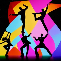 Jazz dancers, Silhouettes, gestures, vivid colors