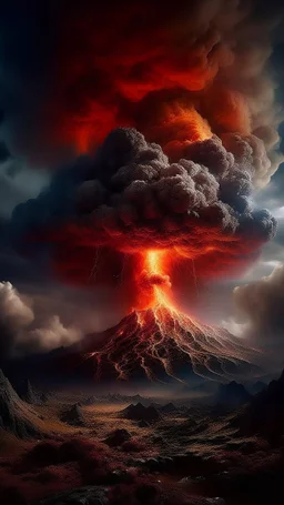 Back in time through a Time volcano, Machine in the parallel universe among the galaxies and the stars a big clouds of gas covering the sky from a distance Busch painting style nightmare