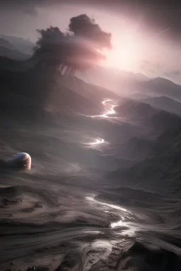 (Masterpiece) 4k quality, photorealistic, inside black hole singularity, starless sky, ground level, mega_cities, advanced technology