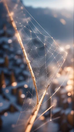 a spider web that looks like a ski jump, bokeh like f/0.8, tilt-shift lens 8k, high detail, smooth render, down-light, unreal engine, prize winning