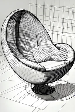 perspective drawing of a egg chair more details