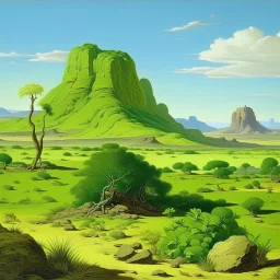 A lime green Karoo near a desert painted by Giovanni Battista Sassi