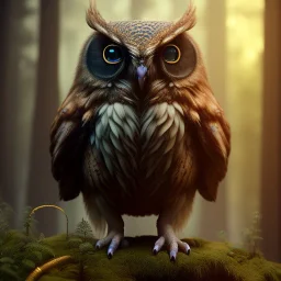 intricate details, realistic, octane, unreal engine, portrait, natural lighting,zoomed out + portrait, volumetric lighting, shiny,extreme detail, Photorealism, High detail, Hyper realistic Owl in forest, macro lens blur,abstract paint, sharp,ef 85mm 5.6, focus, trending by artstation