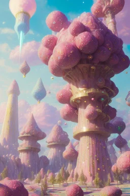 pink landsacape with multicolored crystals falling from the sky, full of details, smooth, bright sunshine，soft light atmosphere, light effect，vaporwave colorful, concept art, smooth, extremely sharp detail, finely tuned detail, ultra high definition, 8 k, unreal engine 5, ultra sharp focus