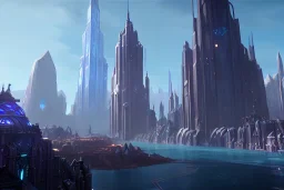 City crystalline towers magic airship1