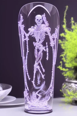 Futuristic Neon crystal skeleton samurai smoke glass fire water