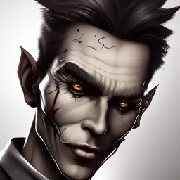 Arkham City oc male realistic joker black hair dark brown eyes skin tone rare tainted complexion due to the ace chemicals