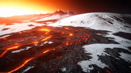 Landscape photograph on the surface of Io (moon of Jupiter), very tall mountains, volcanoes, pits, vents and lava flows, extensive smooth plains with a frosty coating in subtle shades of yellow, red, white, black, and green, Jupiter in the sky, exquisite composition, beautiful detailed intricate insanely detailed octane render, 16k artistic photography, photorealistic concept art, soft natural volumetric cinematic perfect light, chiaroscuro, award-winning photograph, masterpiece