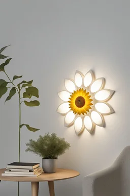 Wall lamp inspired by sunflower ,moder-minimalist style,khaki and white color scheme