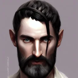 a _ fantasy _ style _ portrait _ painting _ of white male black hair short head stoic braided beard round face rpg dnd oil _ painting _ unreal _ 5 _ daz. _ rpg _ portrait _ extremely _ detailed _ artgerm _ greg _ rutkowski _ greg