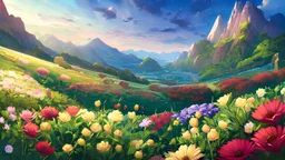 landscape with flowers