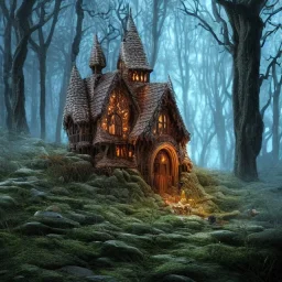 the most stunning, intricate witch house made of crushed rock candy, frosting, gingerbread, in a gloomy forest, high-quality, ultrafine-detail, 8k resolution, 3d octane render, digital art, detailed matte, close up, George Grie, Anne Dittman, Anne Stokes, Lisa Parker, Selina French