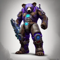 big cyberbear, Style Borderlands 2, purple tones,