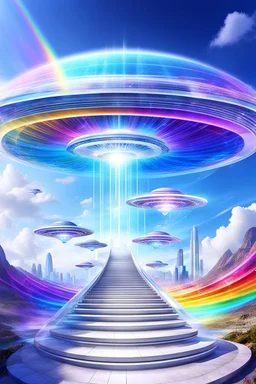 Ufos rainbow, futuriste ultra moderne,stairway to heaven,crystal very beautiful city