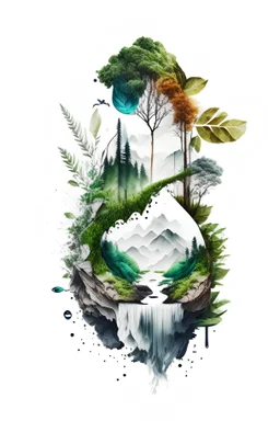 illusion nature for amazon merch with white background