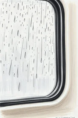 Dessin de marcel Marlier Gouttes de pluie, vitre de train