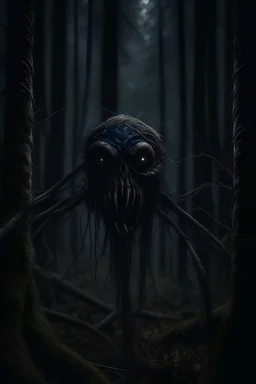 A portrait of a rake monster in the dark forest