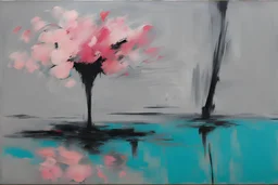 Grey, turquoise, and pink abstract paintings, claude monet and henry luyten abstract impressionism paintings