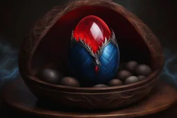 a blue dragonegg full of red lightning. dark horror setting. painted by Anne Stokes