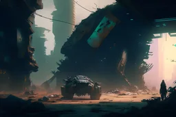 futuristic MATTE PAINTING artstation action scene HAWKEN MATRIX postapocalyptic dysoptia scene photorealistic uhd 8k VRAY