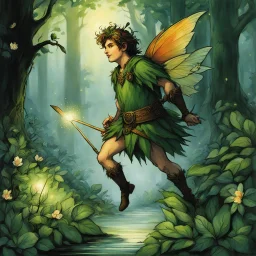[art by William Shakespeare (A Midsummer Night's Dream)] Puck, the mischievous sprite. Puck, also known as Robin Goodfellow, serves as the clever and spirited servant to the fairy king Oberon. With his magical abilities and penchant for causing a bit of mayhem, Puck weaves his way through the forest, creating chaos and confusion with a twinkle in his eye and a mischievous grin.
