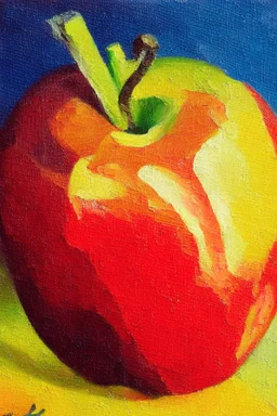 Abstract impasto oil painting of an apple