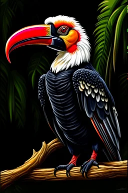 Hornbill bird full body, digital art, photo, illustration, digital painting,oil painting, smooth, sharp focus, highly detailed