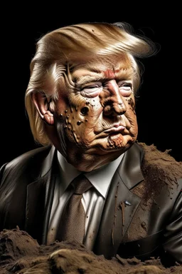 president donald trump as a pig covered in feces