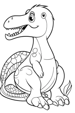 dibujo con lineas muy bien definidas de un lindo dinosaurio para colorear para niño de cinco años