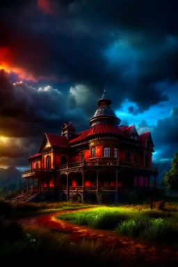 Old Victorian architecture in a Victorian valley, dramatic sky, cloudy sky, digital art, 4k, 8k, trending on ArtStation