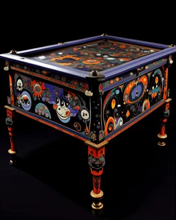 A violet and black pinball themed circus designed in German folk art painted by Clyfford Still
