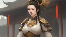a woman in ancient city,Chinese armour,ancient chinese,front view,voluptuous