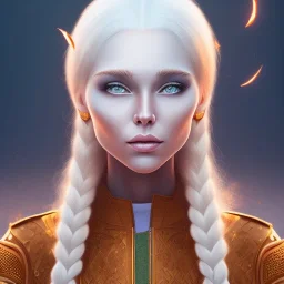 fantasy setting, woman, orange white hair