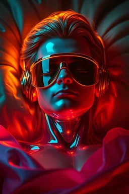 A hyper-realistic,A detailed photo of the Sleeping Beauty , bathed in cinematic light. You can see all the inside of his body, with two Daft Punk-style, realistic elements, captured in infinite ultra-high-definition image quality and rendering, full size photo