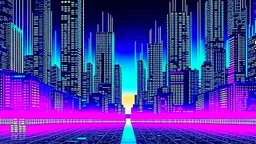 cyber city in the style of glitch