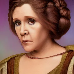 [[extrem stunning photorealistic Carrie Fisher as Princess Leia]] :: [[photorealistic brown eyes, short hair, head and shoulders portrait, 8k resolution photorealistic portrait by Greg Rutkowski, Artgerm, WLOP, Alphonse Mucha, dynamic lighting, hyperdetailed, intricately detailed, triadic colors]]