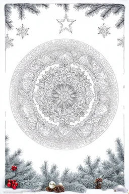 christmas mandala drawing, coloring page