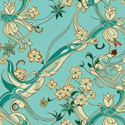 a sinister and subversive repeatable tiling Chinoiserie wallpaper pattern