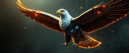 cybernetically enhanced eagle in the style of giger and escher