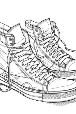 outline art for Shoes coloring pages with sitch, white background, Sketch style, full body, only use outline, dementia patients style, clean line art, white background, no shadows and clear and well outlined.