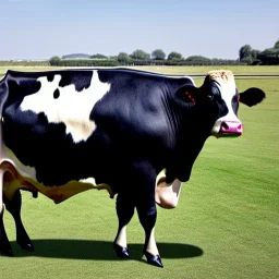 A cow wearing a pantsuit