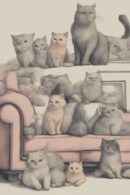 couch of made out many cats