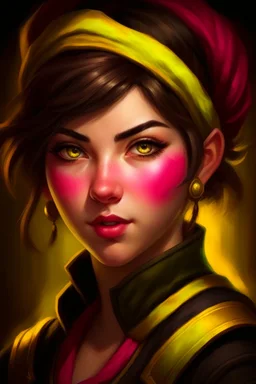 Portrait of Vi, from League of Legends videogame; Caravaggio style