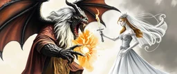 balrog gandalf vs bride , airbrush and pen outline