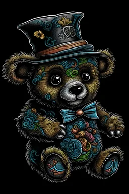 Very detailed and colorful drawing of the teddy bear with Capelo graduate hat black