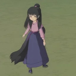 Girl with Pink pony tail hair dressed as the grim reaper.