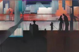 晚会 悬浮的情侣 纽约万花筒 。 阿德里安格尼 迪本科恩 贾科梅蒂 用弗朗西斯培根风格画