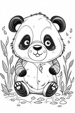 outline art for cute Panda coloring pages with caves, white background, sketch style, full body, only use outline, mandala style, clean line art, white background, no black shadows and clear and well